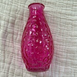 Hot Pink Textured Glass Vase-EUC